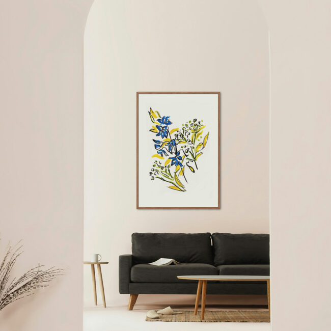 Blue and yellow flower painting
